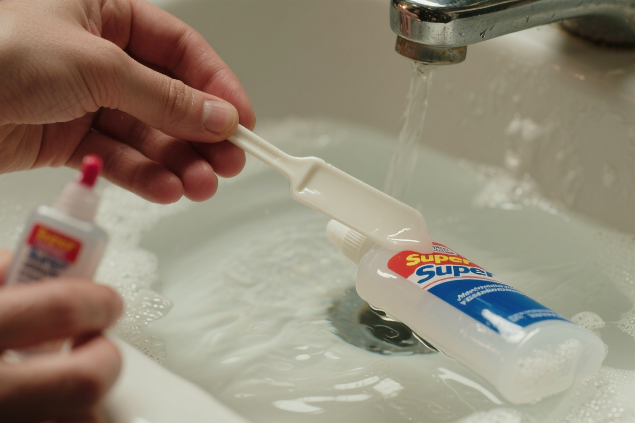 removing glue from plastic surface